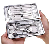 Penta Angel Women Nail Manicure & Pedicure Set, Travel & Grooming Kit, Professional Stainless Steel Nail Care Clipper Cutter Set Nail Tools Kit Set of 12Pcs with Silver Case (Silver)