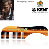 Kent 20T Handmade Fine Tooth Tortoiseshell Folding Comb + Hand Made Pocket Comb for Beard and Mustache - Beard Growth/Fine Tooth Comb - Beard Straightener for Men and Beard Grooming Kit