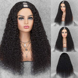K'ryssma Curly Wig Human Hair 100% Brazilian Remy Glueless 2x4 U Part Wig Human Hair Wigs for Black Women 150% High Density Natural Color 14 inches