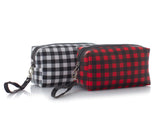 Buffalo Plaid Cosmetic Bag Make Up Bag Red (7"L x 4"H x 3"W, Buffalo Plaid Red)