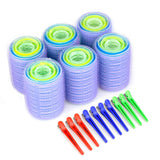 Self Grip Heatless Hair Rollers Set, Self Holding Hair Curlers Rollers and Multicolor Plastic Duck Teeth Bows Hair Clips for Beauty, Random Color Magic Curlers (20mm,28mm,36mm,44mm, 24 pcs)