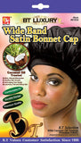 Beauty Town Luxury Wide Band Satin Bonnet Cap (Black) - 6 pack, Keeps in hair in place, comfortable, soft material, jumbo, moisturizer, coconut oil, built in moisturizer, shiny hair, premium quality, durable