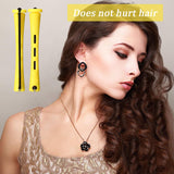 60 Pieces Hair Perm Rods Non-Slip Hair Rollers Plastic Cold Wave Rods Short Curlers Rod with Elastic Rubber Band Perming Rods Curlers Hairdressing Styling Tool (Yellow,0.28 Inch)