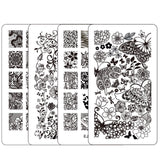 Ejiubas Double-Sided Flower Nail Stamping Plates Nail Art Stamping Kits Image Plates for Nails EJB-01 02