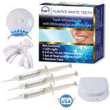 Always White Teeth Whitening Gel Kit Tooth Whitening Trays LED Light Tooth Whitening with 35% Carbamide Peroxide (3) Fast Acting ALL-IN-ONE Kit with FREE Month.