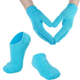 Moisturizing Skin Softening Spa Socks and Gloves with Essential Oil Infused Gel for Dry Cracked Feet and Hands Repair by JERN (1 Pair Spa Socks + 1 Pair Spa Gloves) (Blue)