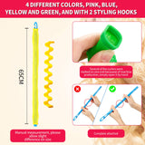 30 Pieces Hair Curlers Spiral Curls Styling Kit No Heat Hair Curlers Heatless Spiral Curlers Hair Rollers Wave Styles with 2 Pieces Styling Hooks for Most Hairstyles (65 cm, Mixed Color)