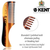 Kent 20T Handmade Fine Tooth Tortoiseshell Folding Comb + Hand Made Pocket Comb for Beard and Mustache - Beard Growth/Fine Tooth Comb - Beard Straightener for Men and Beard Grooming Kit
