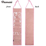 Women Padded Headbands Storage Organizer, Lady Hair Hoop Holder with 8 PVC Clear Pockets, Hanging Hair Clasp Rack Display Stand. (pink)
