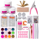 Acrylic Nail Kit Set, Acrylic powder Shiny Glitter Nail Art Decoration Professional DIY Gel Nail Kit Manicure Set with Nail Dryers