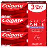 Colgate Optic White Advanced Teeth Whitening Toothpaste, 2% Hydrogen Peroxide, Sparkling White - 3.2 Ounce (3 Pack)