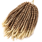 2 Pack Spring Twist Ombre Colors Bomb Twist Crochet Braids 8 inch Fluffy Soft Jamaican Bounce Synthetic Braiding Hair Extensions 30Strands/pack (#27/613)