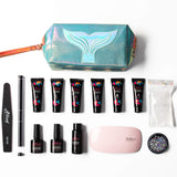 Polygel Nail Kit with LED Lamp, Slip Solution and Glitter, Clear, Black, White Polygel Kit - Polygel Nail All-in-One Manicure Kit