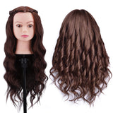 Mannequin Head, ALUOHA 26 Inches 50% Real Hair Training Head, Brown Professional Cosmetology Hairdressing Manikin Dolls Head Hair Styling Model for Hairdresser Practice with Clamp and Braid Set Style