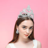 DcZeRong 5" Tall Large Tiara Adult Women Birthday Pageant Prom Queen Silver Crystal Rhinestone Crown