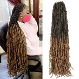 Brown Crochet Hair 36inch Super Long Soft Faux Locs Ombre Crochet Braid Natural Pre Looped Natural Crochet Locs Curly Wave Braiding Hair（36inch #T27 1pack）