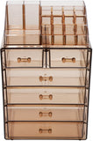 Sorbus Cosmetic Makeup and Jewelry Storage Case Display - Spacious Design - Great for Bathroom, Dresser, Vanity and Countertop (4 Large, 2 Small Drawers, Bronze Glow)