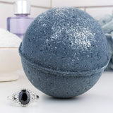 Bauble Bomb's Midnight Sapphire Jewelry Surprise Deluxe X Large 9 oz Bath Bomb Fizzies Made in USA, Cruelty Free! Ring Size 10