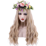 Hulaidywig Blonde Costume Wigs for Women (Carole Baskin Mixed Blonde Wig + Colorful Big Flower Headband)