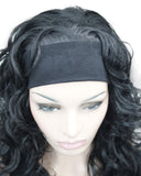 3/4 Band Headband wig Women's Dark Black Long Curly Wigs for Women ladies wigs Wiginway