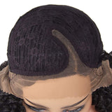 DQ Kinkys Curly Afro Lace Front Wigs Synthetic 16 Inch L Part Heat Resistant Replacement Wigs for Women, Hand Tied Natural Hairline Half Machine Made 90% Black Color Mixed 10% 99J(16 inch, Mixed 99J)