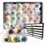 Aromatherapy Bath Bomb Gift Set. 24 Individually Wrapped Bath Bombs in Gorgeous Mesh Bags. Luxury Bath Bombs Set Ready to Gift as Party Favors, Wedding Favors. 24 Organic Spa Bath Balls Fizzers