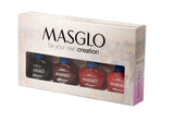 Masglo Nail Polish Glamour Set 4 Pcs Favorite Shades of Red Color - Kit 4 Esmaltes Colores Rojos 0.5 Fl. Oz.