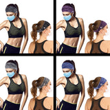 4 Pack Headband with Buttons for Face Masks and Covers, Stretchy and Elastic, Sports Ear Protection Holder -Protect Your Ears With Headband Headwrap Friends Gifts(Black,White,Purple,Blue)