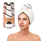 Microfiber Hair Towel Wrap for Women - Quick Drying Turban for Curly, Long, Thick or Short Hair - Ultra Absorbent Anti Frizz Head Wraps for Sleeping and Showering (3 Pack)