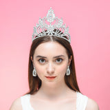 DcZeRong 5" Tall Large Tiara Adult Women Birthday Pageant Prom Queen Silver Crystal Rhinestone Crown