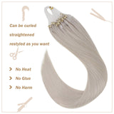 Easyouth Micro Ring Beaded Hair Extensions Light White Blonde Color Micro Loop Beads Human Hair Extensions Silkly Straight Micro Link Hair Extensions 16 Inch 50g 1g per Strand