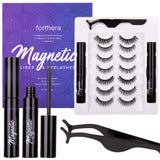 Forthera Magnetic Eyelashes with Eyeliner Kit - 7 Pairs of 3D Reusable Magnetic Eyelashes and 2 Tubes of Magnetic Eyeliner with Tweezers Inside - Easy to Apply with Natural Look