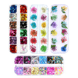 NEPAK 4 Boxes Nail Dried Flowers and 3D Butterfly Nail Glitter Sequins, Holographic Nail Sequins for Tips Manicure Decor