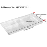 Oubonun Expandable Drawer Organizer 11.1” to 19.2” Wide Adjustable Makeup Organizer (4 Packs), Clear Plastic Storage Trays with 6 Compartments for Bathroom, Bedroom and Desk Drawers