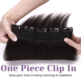 S-noilite 24inch 3/4 Full Head Clip in Extension Human Hair Invisible Thicken Straight Clip on Human Hair Extension One Piece 5 Clips 100% Remy Human Hair #1B Natural Black