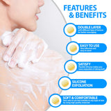35" Silicone Bath Body Brush – Exfoliating Lengthen Silicone Body Back Scrubber – Easy to Clean, Lathers Well, Eco Friendly – Silicone Face Cleanser and Silicone Body Brush Glove Gray