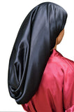 100% Mulberry Silk 25" Hair Wrap Scarf by Scarlett Rain (X-Long, MULBERRY SILK- (black))