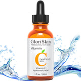 GloriSkin Organic Vitamin C Serum for Face + Vitamin E, Hyaluronic Acid, Jojoba Oil, and More. 1 fl. oz.