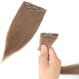 Human Hair Extensions Silky Straight 4Pcs 10 Clips in Real Hair Extensions