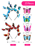 2 Pieces Halloween Butterfly Headbands and 20 Pieces Butterfly Hair Clips Festival Crown Headpiece for Women Halloween Costume Accessories