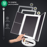 WANTU Makeup Mirror with Lights and Magnification, 72 LED, 3 Colors Lighting Mode, Dual Power Supply - Lighted Make up Vanity Mirror, Gifts for Christmas and Birthday Present