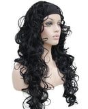 3/4 Band Headband wig Women's Dark Black Long Curly Wigs for Women ladies wigs Wiginway