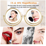 GURUN 8.5-Inch Tabletop Double-Sided LED Lighted Make-up Mirror with 10x Magnification,Gold Finish M2208DJ(8.5in,10x)