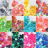 Minejin Nail Art Round Mermaid Glitter Sequins With Broken Shell Glass Paper Candy Foil Paillette Flakes Diy Tips 2 Set