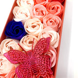 33 PCS Floral Scented Bath Soap Rose Flower Petals, JIALEEY Plant Essential Oil Rose Soap Set Gifts for Her Women Girls Mom Valentine's Day, Red Box