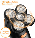 Electric Shavers for Men, Kibiy 5 in 1 Bald Head Shaver with LED Display Wet Dry Rotary Shavers Multifunctional Electric Razor with Clipper, Nose Trimmer, Facial Brushes - Micro USB Charge