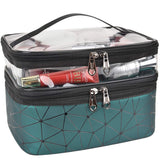 MKPCW Makeup Bags Double layer Travel Cosmetic Cases Make up Organizer Toiletry Bags (Dark green)