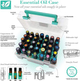 Essential Oil Case – Hard Cover Storage Box Travel Organizer Protects 35 Bottles from Leaks and breakage – Fits most 5ml, 10ml and 15ml Bottles, 200 Oil Cap Labels included