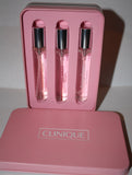 Clinique Happy, Happy Heart, Happy in Bloom Perfume Spray Trio in Pink Tin ,17 oz ea