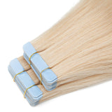 S-noilite Tape in Hair Extensions Blonde 18 Inch 30g 20pcs 100% Remy Human Hair White Blonde Double Sided Rooted Seamless Skin Weft Tape on Natural Hair Extension Bleach Blonde #613